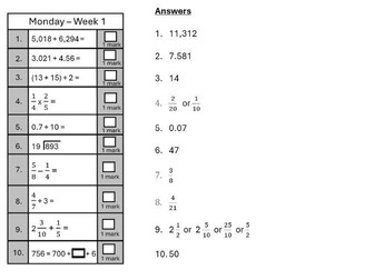 Year 6 Maths Arithmetic SATs Questions (KS2 Exams) - All Answers Included