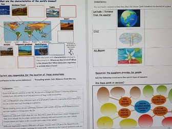 Edexcel A GCSE Geography Ecosystems Revision / Activity Workbooklet