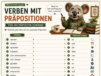 German Verbs with Prepositions Worksheets | A2–B1 German Grammar Practice