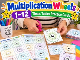 Multiplication Worksheets 1-12, Multiplication Wheels, Times Tables Practice cards