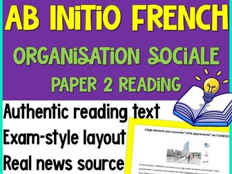 IB French Ab Initio Organisation sociale | Reading Text | Questions | Exam Prep