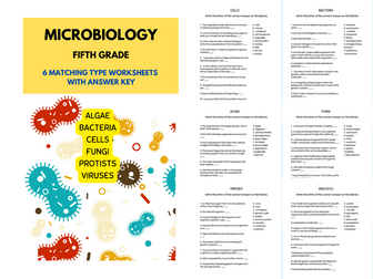 Microbiology: Algae,Bacteria, Cells, Fungi, Protists, Viruses Worksheets for Fifth Grade