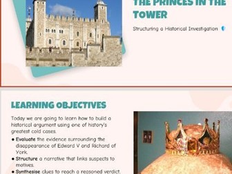 History KS3/4 End of year mystery of the missing princes 1483 Richard III editable ppt