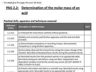 OCR A Level Chemistry A PAG Student Docs