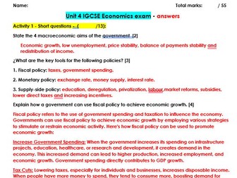 IGCSE Cambridge Economics (0987) Section 4 exam