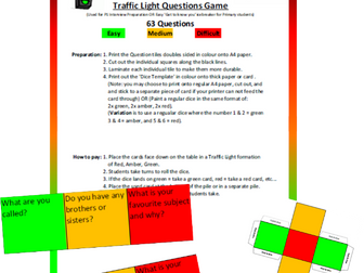 Traffic Light Questions Game - Talking Activity/Primary Interview Preparation