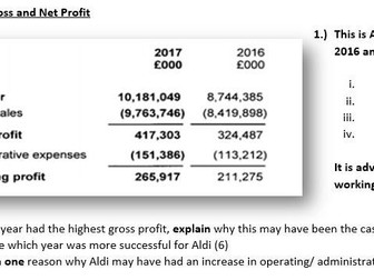 Gross and Net Profit Questions
