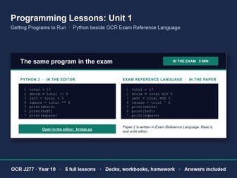 OCR J277 Python Lessons – Unit 1 (5 Lessons)