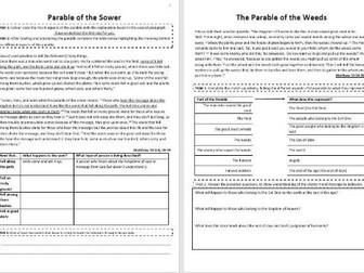 Parables of Jesus work book