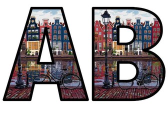 AMSTERDAM Europe Capital City Lettering Set Instant Display Colourful Whole Alphabet Letters Numbers