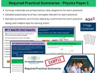 GCSE Physics Paper 1 Required Practical Summaries- AQA - Preview