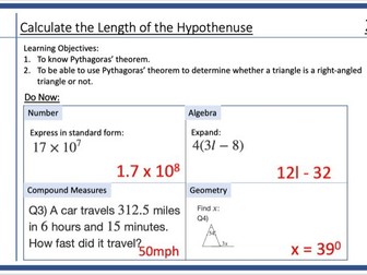 Pythagoras: Calculate the Length of the Hypothenuse