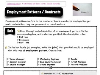 BTEC Music Unit 1 - 'The Music Industry': "Employment Contracts and Working Patterns"