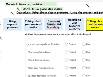 New French AQA Higher GCSE Module 2 Mon clan, ma tribu Unit 4 Place des idoles