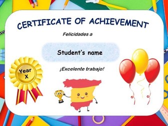 Spanish Achievement Certificate templates