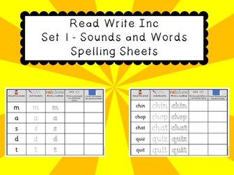 Phonics Read Write Inc Set 1 - Sounds and Words Spelling Sheets