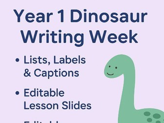 Year 1 Dinosaur Writing Week – Lists, Labels & Captions | Editable Lesson Slides