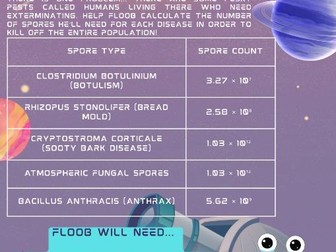 Standard Form Calculations - Alien Invation - Spore Count!