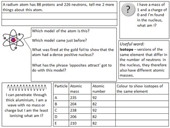 AQA 9-1 P4 Atomic structure topic revision sheets