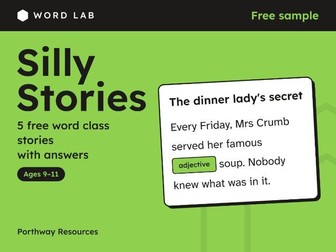 Free word class gap-fill stories: 5 funny grammar stories for Year 6 SATs