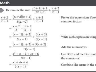 Topic: Add and Subtract Rational Expressions