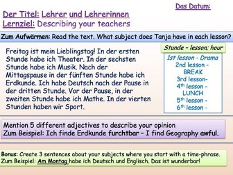 German - Stimmt! 1 Kapitel 4: Schule ist klasse! - Powerpoints & Resources