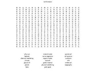 Soil Formation Word Search for an Ag.II Soil Science Course