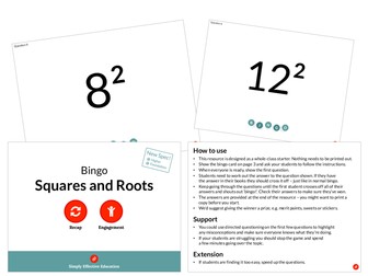 Squares and Roots (Bingo)