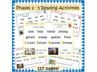 Phase 2, 3, 4 and 5 Letters and Sounds Segmenting Blending Reading