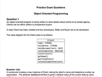 OCR A-Level Computer Science OOP Exam Questions