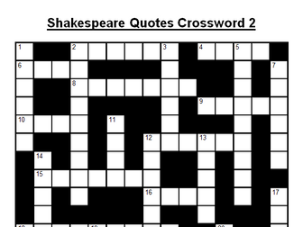 Crossword on Shakespeare Quotes 2 (+Answers)