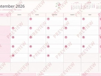 Sept 2026 - Aug 27 Floral Digital Calendar - Clickable Goodnotes PDF