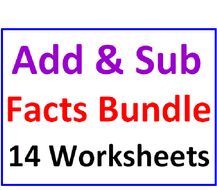 Addition and Subtraction Facts Bundle 14 Worksheets