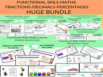 Functional Skills Maths Fractions-Decimals-Percentages-FULL LESSONS BUNDLE