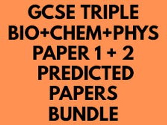 GCSE PREDICTED 2024 TRIPLE SCIENCE AQA BIO+CHEM+PHYSICS PAPER 1+2 BUNDLE