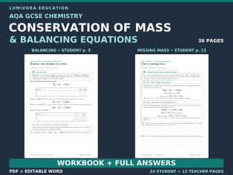 AQA GCSE Chemistry Conservation of Mass & Balancing Equations Workbook + Answers