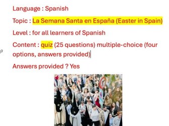 Easter in Spain (La Semana Santa en España) - a multiple-choice quiz for all learners of Spanish