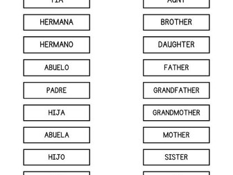 Family-Themed English-Spanish Word Match