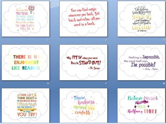 Reading Corner/Growth Mindset quotes display clouds