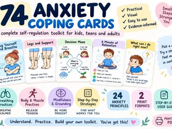 Anxiety Coping Cards Bundle | 74 Calming & CBT Strategy Cards