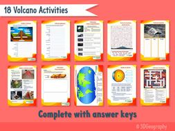 volcano worksheets complete with answers teaching resources