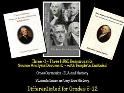 ELA/History Cross Curricular Source Document Analysis State of the Union Speech/Thomas Jefferson and John Adams