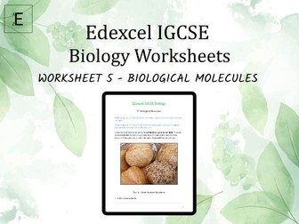 Edexcel IGCSE Biology Worksheet 5 - Biological Molecules