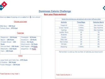 Dominoes calorie fitness challenge
