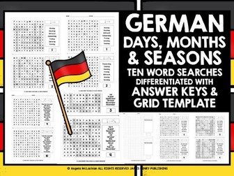 GERMAN DAYS, MONTHS & SEASONS WORD SEARCHES