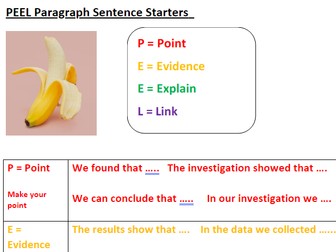 PEEL paragraph Science sentence starters