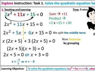 Quadratic Equations (Factorisation & Formula Method)