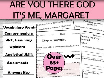 Are You There God It’s Me, Margaret Novel Study