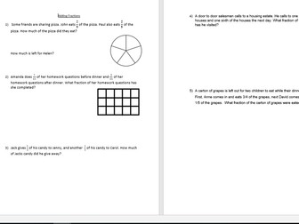 Adding Fractions: Word Problems Worksheet