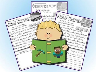 Reading Fluency Passages (Blends) 25 Minecraft Themed - No Prep Digraphs Hi Lo
